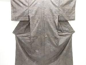 楼閣に樹木模様織り出し本場泥大島紬着物(7マルキ)